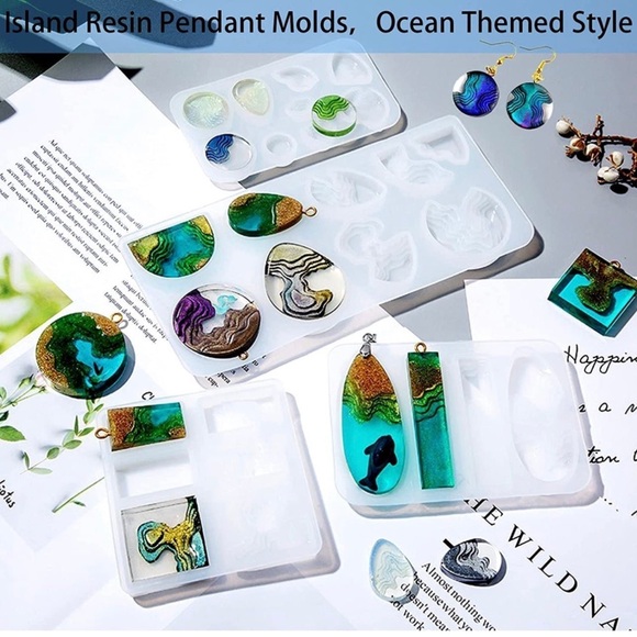 4 ISLAND OCEAN SILICONE MOLDS RESIN SOAPS WAX MELTS MORE BUNDLE DIY -2 FREEBIES - Picture 6 of 16